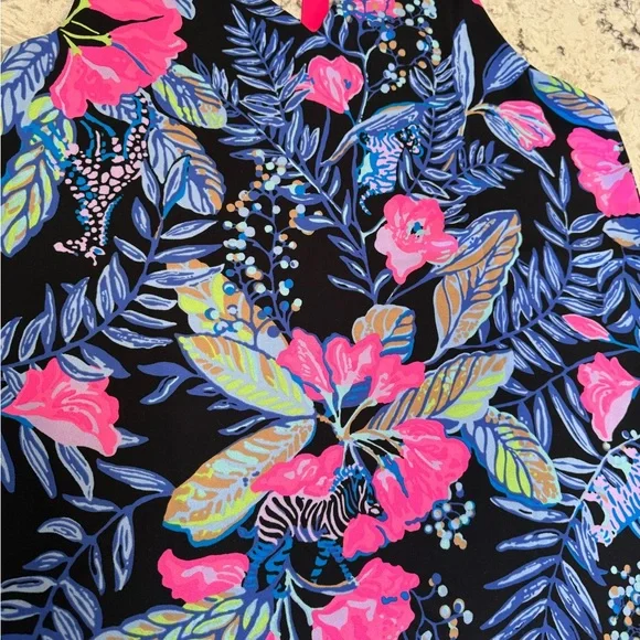 Lilly Pulitzer multi seaside carnival sleeveless blouse reversible/ black - Picture 2 of 4